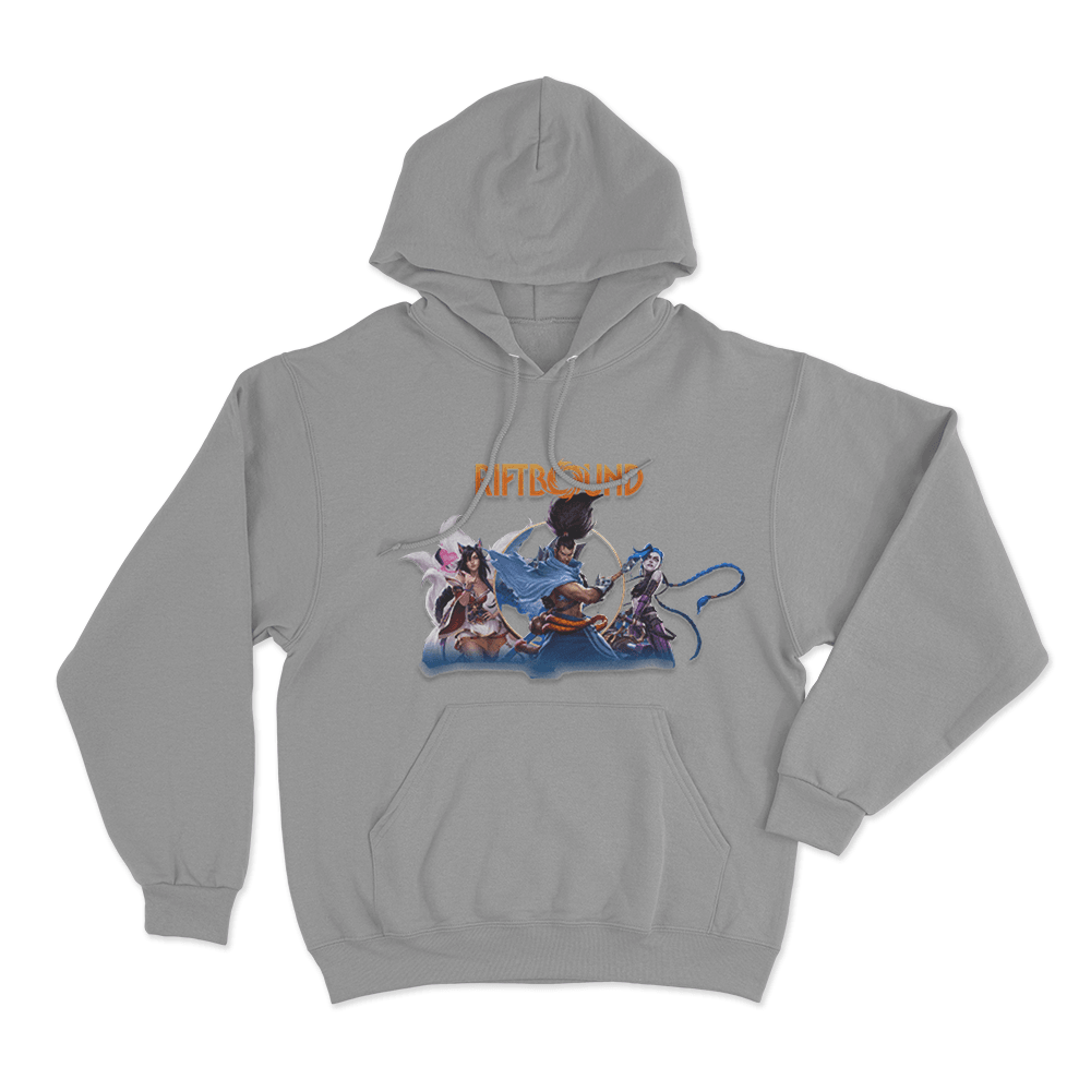 Riftbound Trio Unisex Hoodie Grey Riftbound Trio Unisex Hoodie Grey